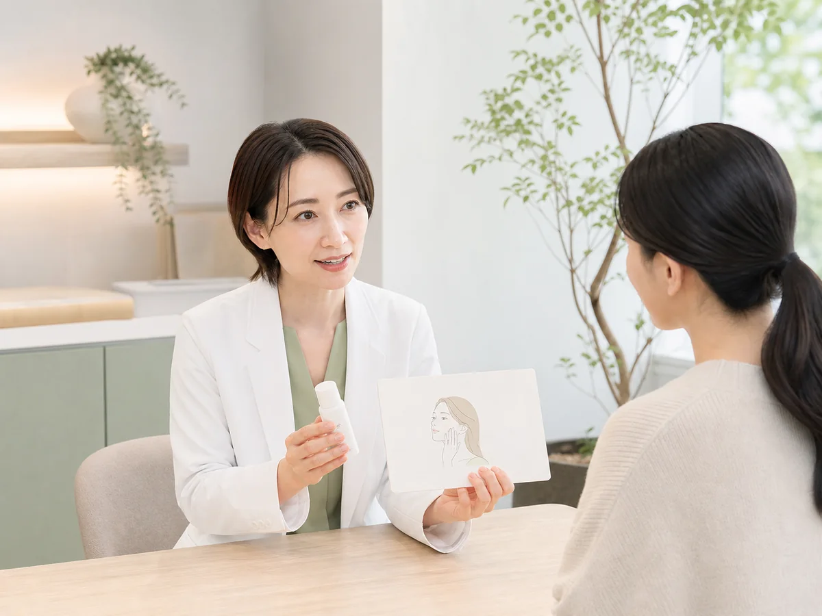 自宅で肌をいたわる生活を送る女性