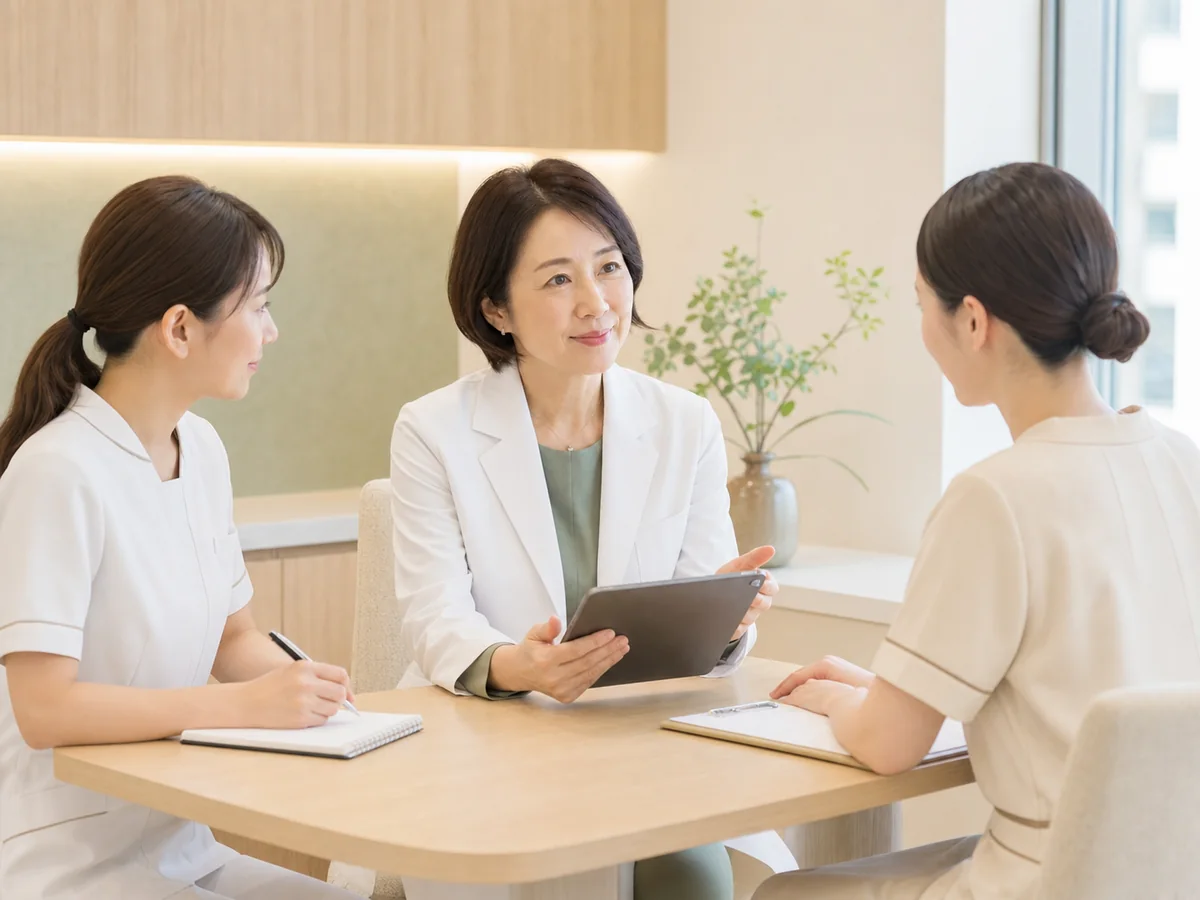 看護師と診療方針を共有する女性院長