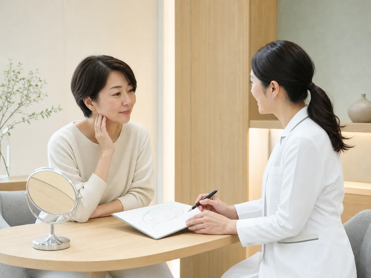 美容皮膚科の相談を受ける女性患者