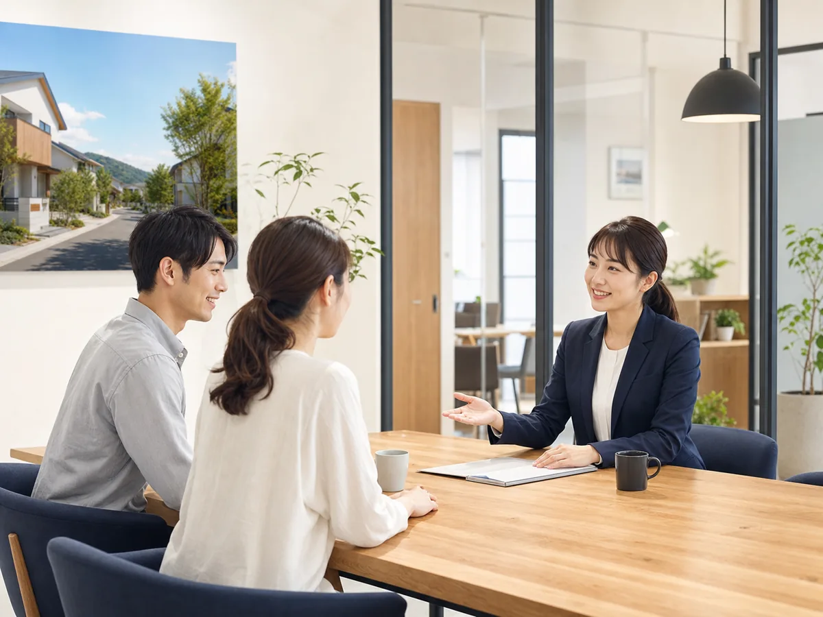 日本人スタッフが住まいの希望を丁寧に伺う接客風景