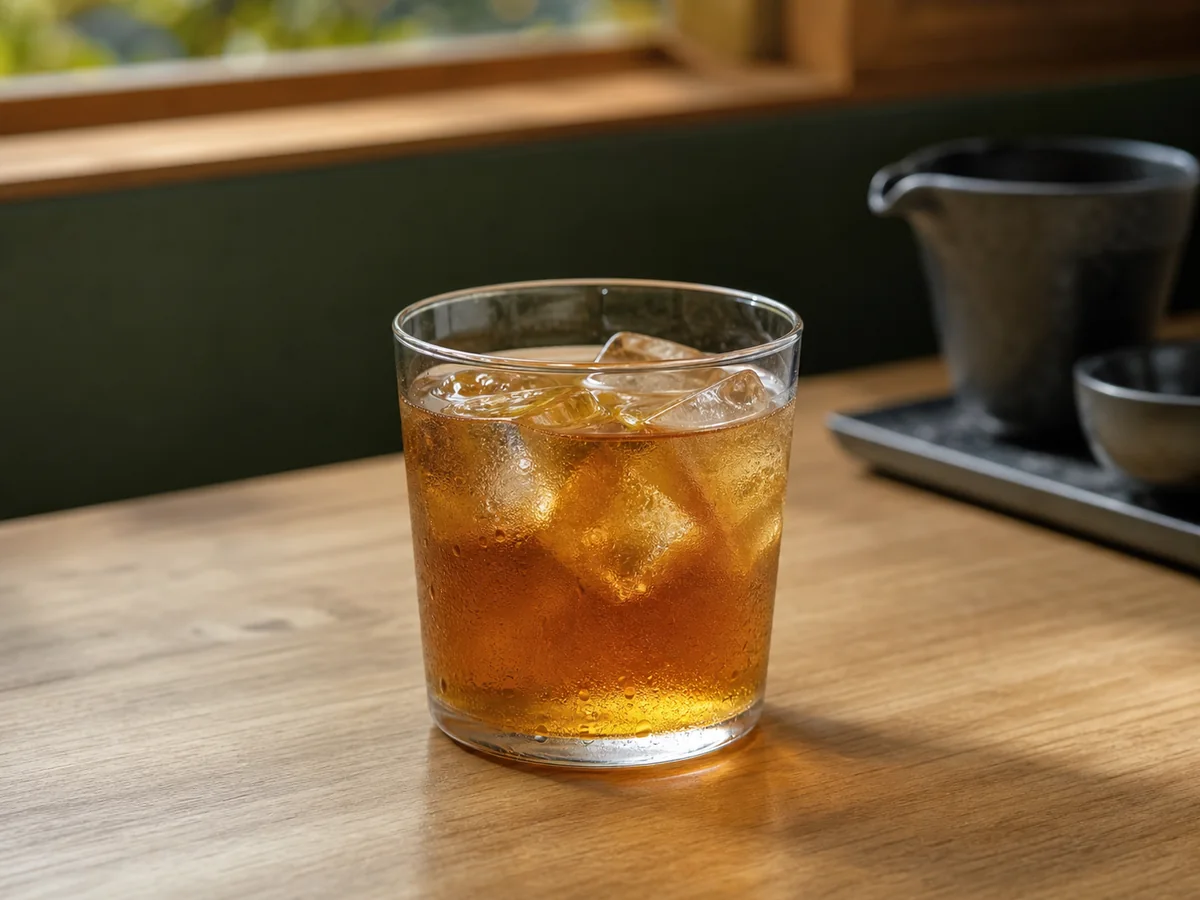 氷を浮かべた冷たいウーロン茶