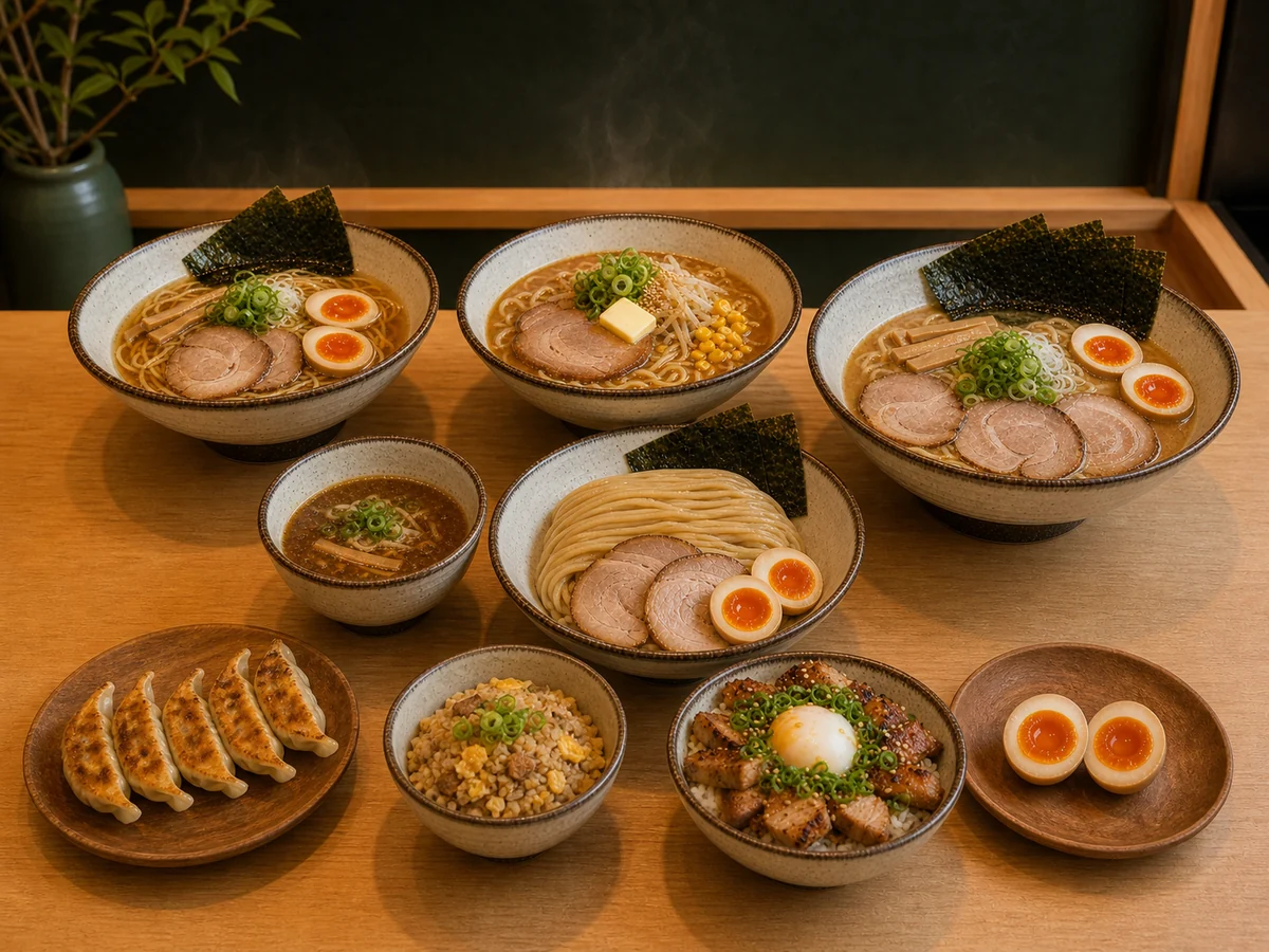 店の味を代表するらぁ麺とサイドメニューの盛り合わせ