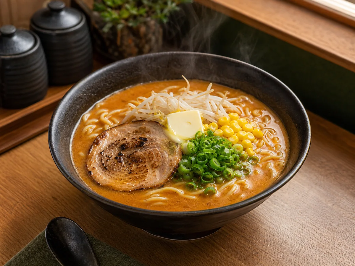 バターとコーンを盛り付けた濃厚味噌らぁ麺