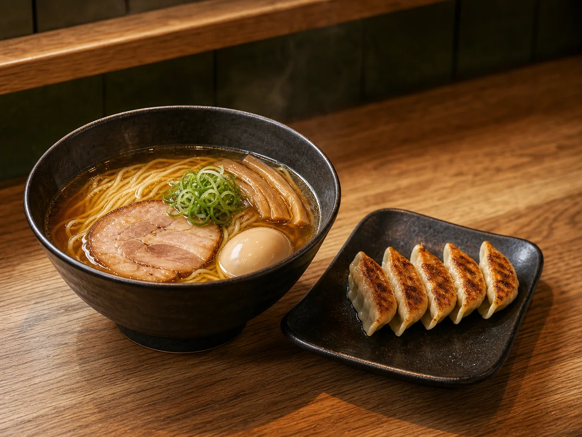 醤油らぁ麺と焼き餃子のセット