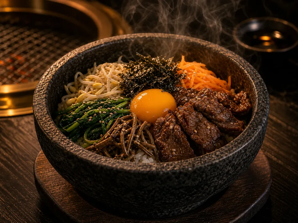 石鍋で提供される石焼ビビンバ