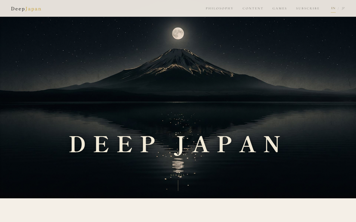 逆さ富士の夜景をモチーフにしたDeep Japan公式サイトのHero画面